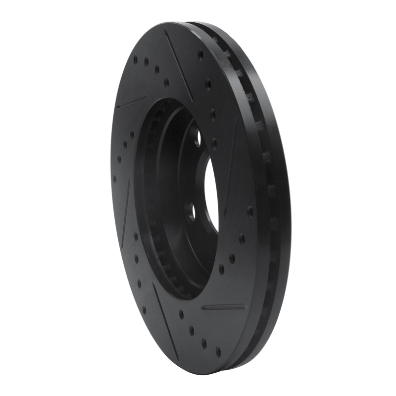 Ford Mustang Brake Rotor (1) - Front Left - R1 Concepts - Drilled & Slotted - Black - `94-`04